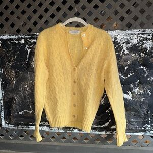 Yellow Cable Knit Cardigan